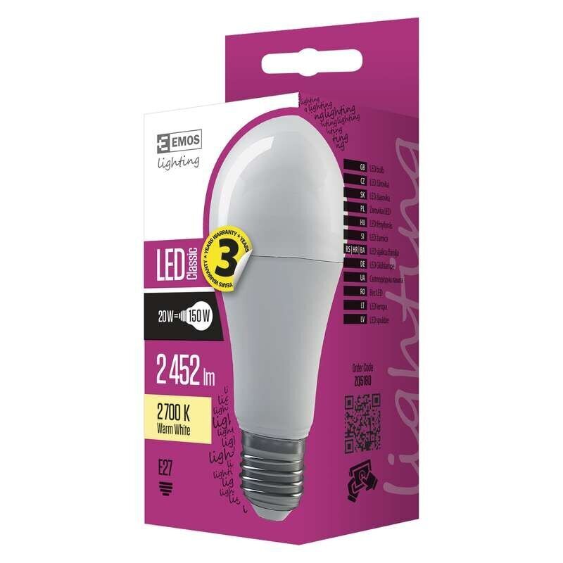 LED spuldze EMOS A67 20W 2452 lm E27 WW cena un informācija | Spuldzes | 220.lv