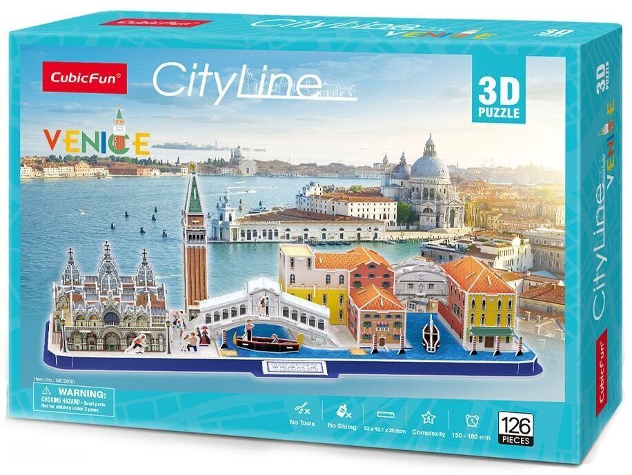 3D puzle CubicFun City Line Venezia 126 d. цена и информация | Puzles, 3D puzles | 220.lv