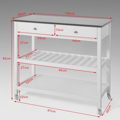 Кухонный шкафчик на колесиках SoBuy FKW47-W, белый цена и информация | Кухонные шкафчики | 220.lv