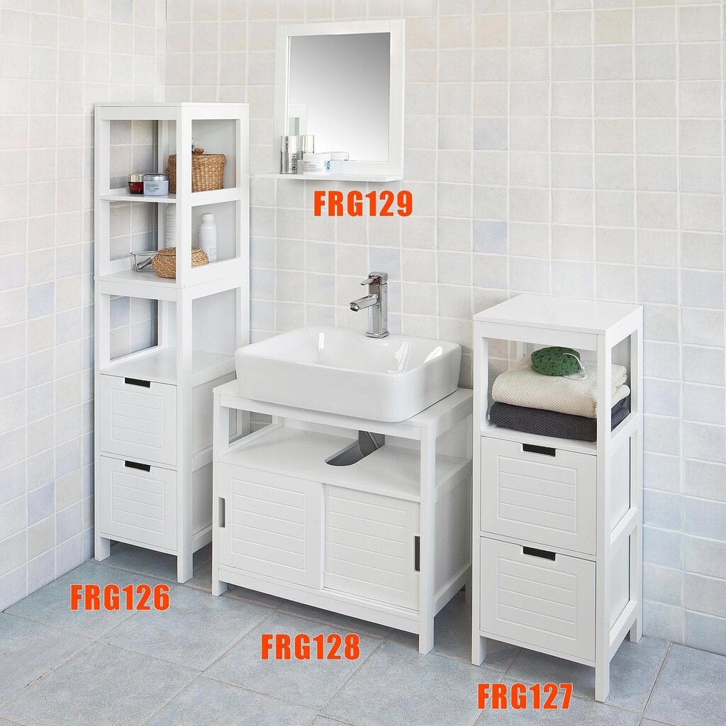 Augsts vannas istabas skapītis SoBuy FRG126-W, balts цена и информация | Vannas istabas skapīši | 220.lv