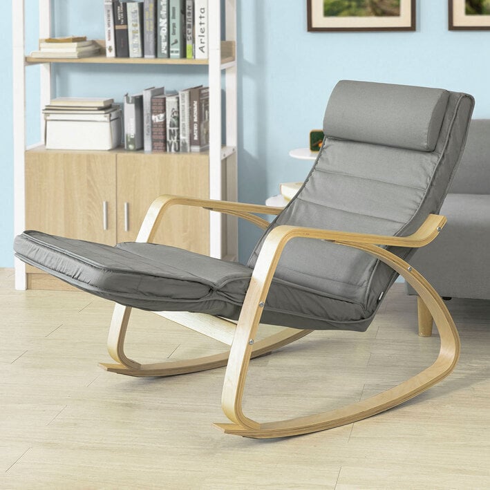Šūpuļkrēsls SoBuy FST16-DG, pelēks/brūns cena un informācija | Atpūtas krēsli | 220.lv