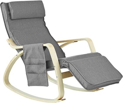 Кресло-качалка SoBuy FST18-DG, серое/коричневое цена и информация | Кресла в гостиную | 220.lv