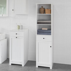 Шкаф-пенал для ванной SoBuy BZR17-W, белый цена и информация | Шкафчики для ванной | 220.lv