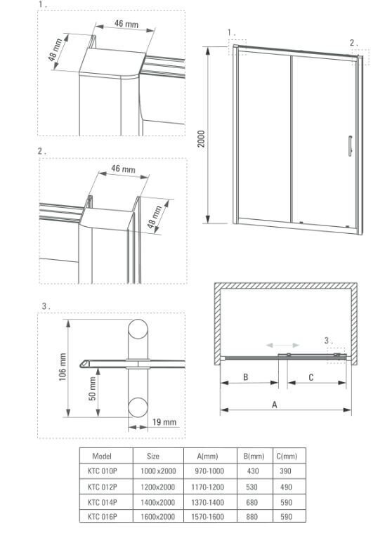 Deante bīdāmās dušas durvis Cynia, 6 mm cena un informācija | Dušas durvis, dušas sienas | 220.lv