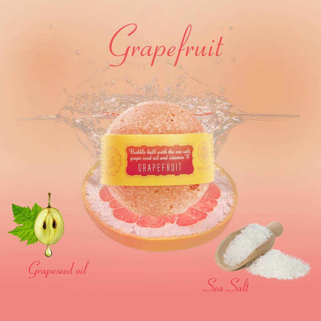 Dāvanu komplekts (ķermeņa jogurts 200g + sāls ķermeņa skrubis 300g + dušas želeja 200ml + vannas bumba 145g) GRAPEFRUIT Saules Fabrika cena un informācija | Ķermeņa skrubji | 220.lv