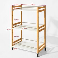 Кухонный шкаф на колесиках SoBuy FKW32-WN, коричневый/белый цена и информация | Кухонные шкафчики | 220.lv