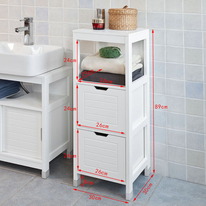 Grīdas vannas istabas skapītis SoBuy FRG127-W, balts cena un informācija | Vannas istabas skapīši | 220.lv