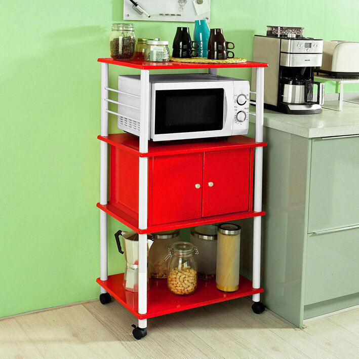 Virtuves skapītis uz ritentiņiem SoBuy FRG12-R, sarkans cena un informācija | Virtuves skapīši | 220.lv