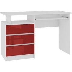 Письменный стол NORE CLP 135, белый/красный цена и информация | Компьютерные, письменные столы | 220.lv