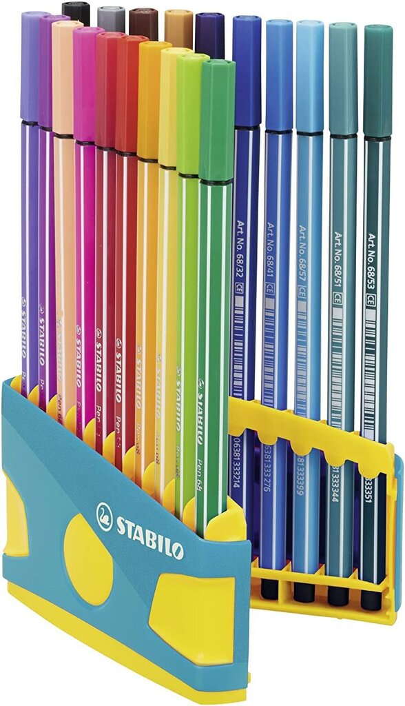 Flomāsteru komplekts STABILO Pen 68 ColorParade | 20 krāsas cena un informācija | Modelēšanas un zīmēšanas piederumi | 220.lv