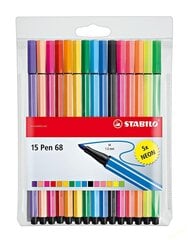 Набор маркеров Stabilo Pen 68 Standard + Neon, разноцветный, 15 шт. цена и информация | Принадлежности для рисования, лепки | 220.lv