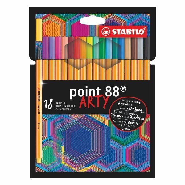 STABILO Tintes pildspalvas, point 88, ARTY, 18 krāsas cena un informācija | Rakstāmpiederumi | 220.lv