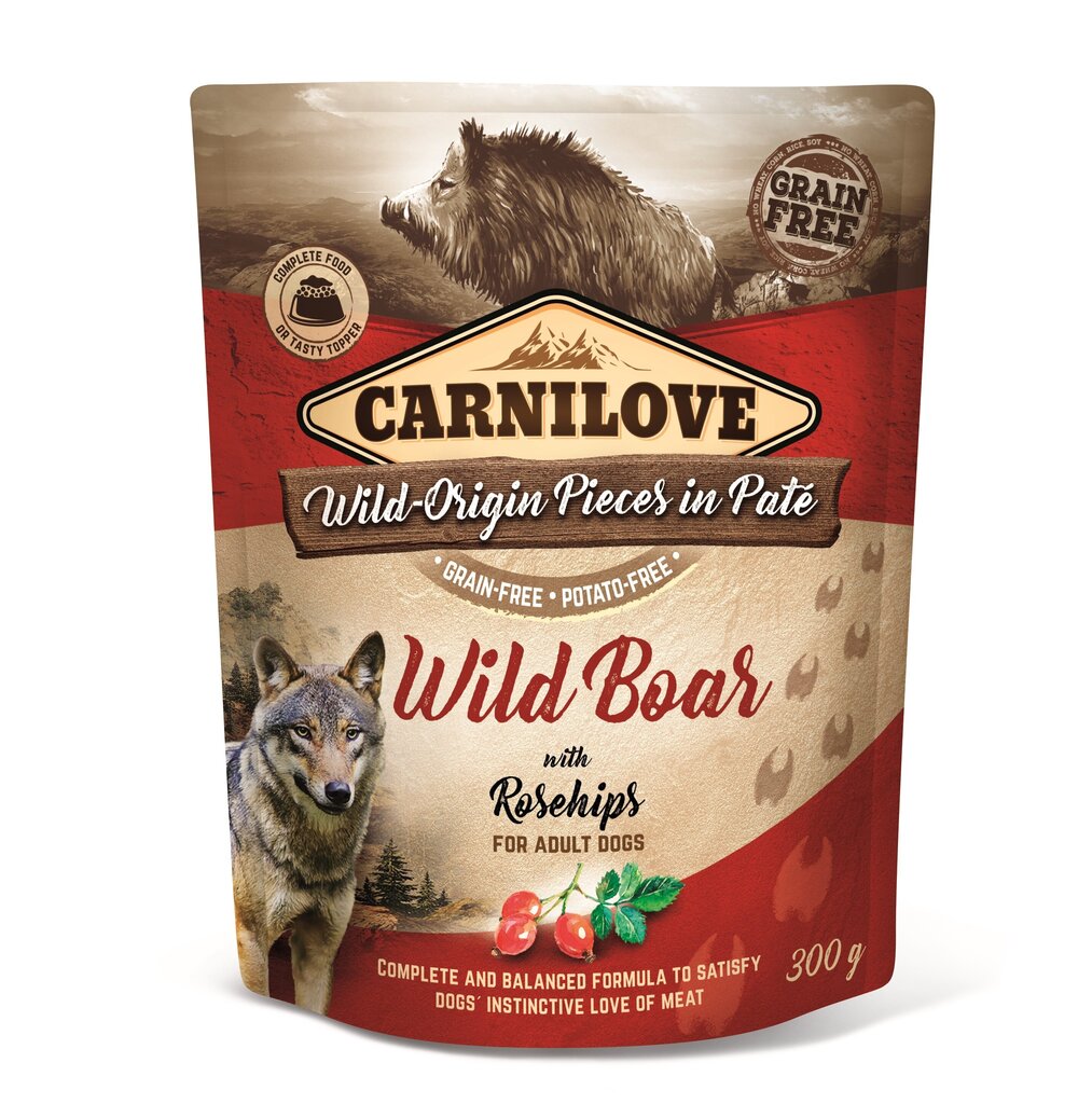 Carnilove Pate Wild Boar With Rosehips 300g Suņiem cena un informācija | Konservi suņiem | 220.lv