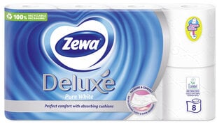 Tualetes papīrs ZEWA Deluxe Pure White, 3 slāņu, 8 ruļļi cena un informācija | Tualetes papīrs, papīra dvieļi | 220.lv