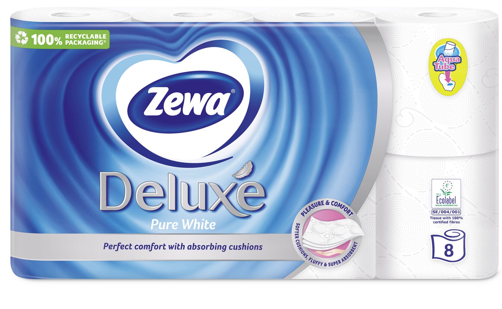 Tualetes papīrs ZEWA Deluxe Pure White, 3 slāņu, 8 ruļļi цена и информация | Tualetes papīrs, papīra dvieļi | 220.lv