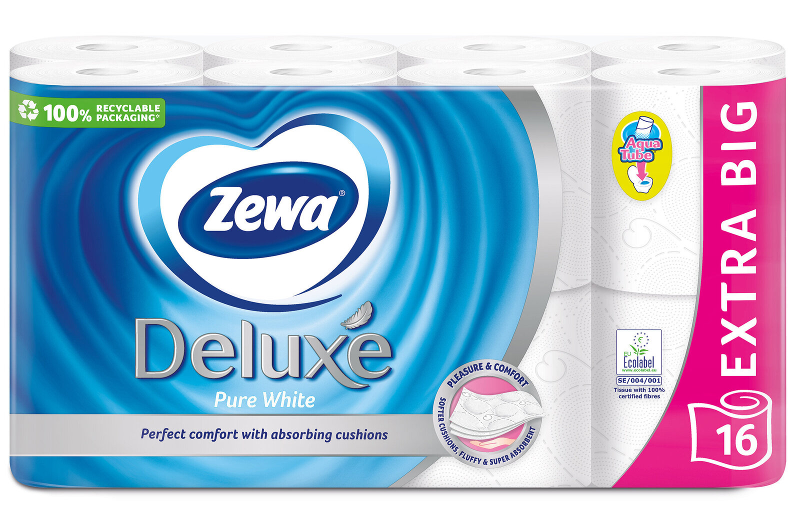 Tualetes papīrs ZEWA Deluxe Pure White, 3 slāņu, 16 ruļļi cena un informācija | Tualetes papīrs, papīra dvieļi | 220.lv