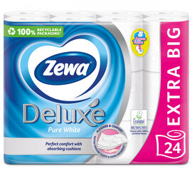 Tualetes papīrs ZEWA Deluxe Pure White, 3 slāņu, 24 ruļļi cena un informācija | Tualetes papīrs, papīra dvieļi | 220.lv
