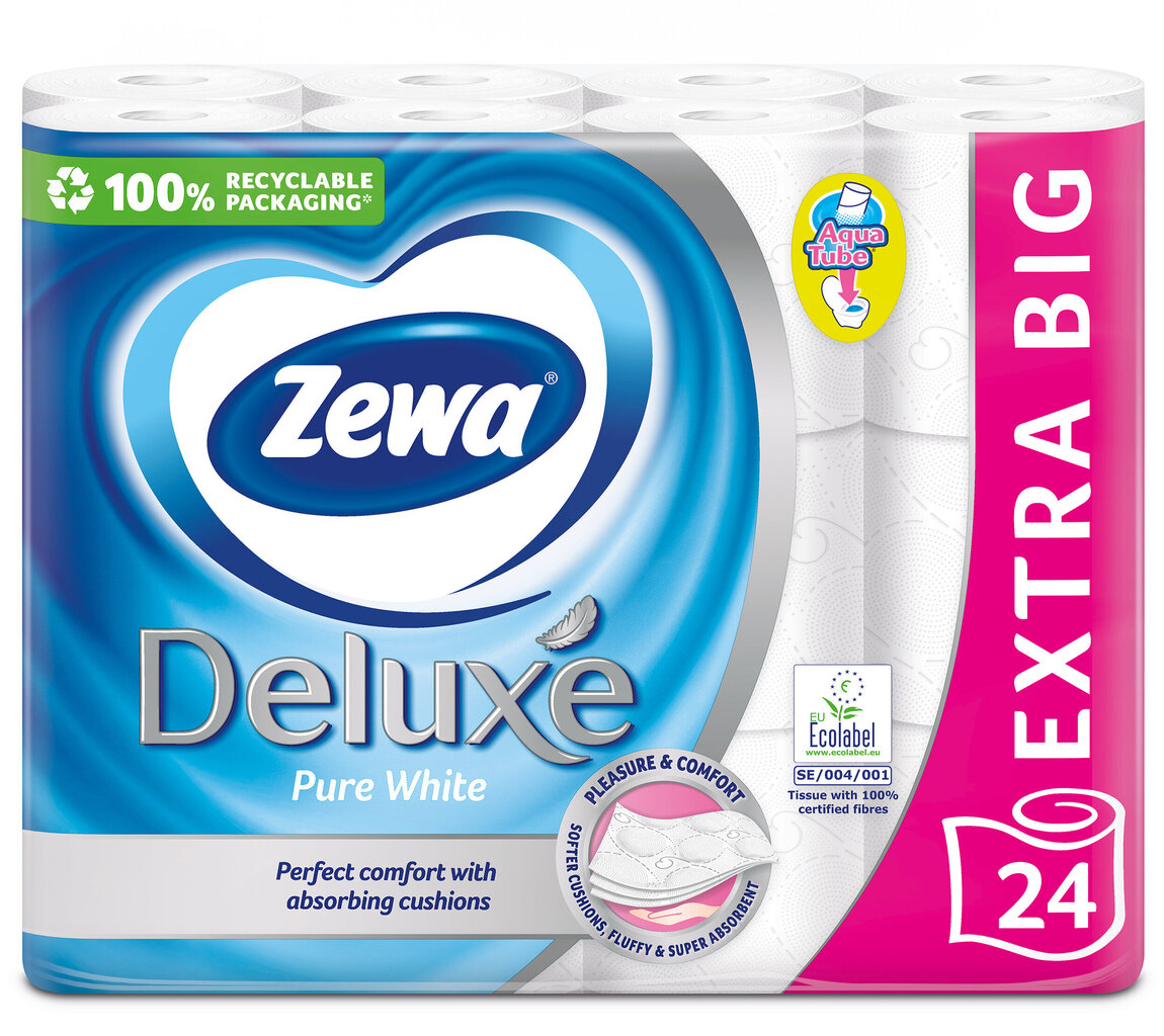 Tualetes papīrs ZEWA Deluxe Pure White, 3 slāņu, 24 ruļļi цена и информация | Tualetes papīrs, papīra dvieļi | 220.lv