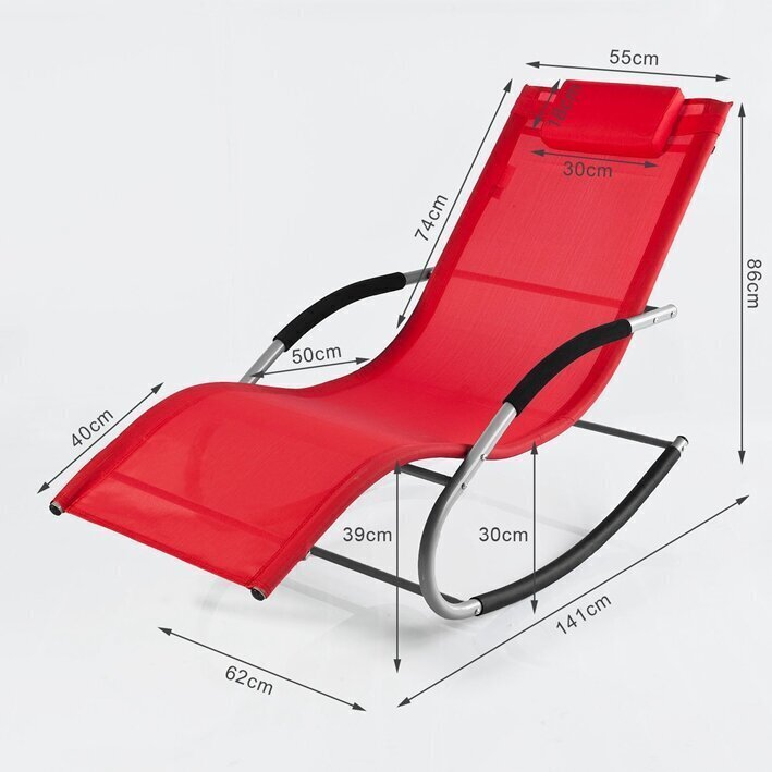 Āra šūpuļkrēsls SoBuy OGS28-R, sarkans cena un informācija | Sauļošanās krēsli | 220.lv