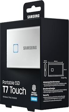 SAMSUNG T7 Touch 1TB USB 3.2 Write speed 1000 MBytes/sec Read speed 1050 MBytes/sec MU-PC1T0S/WW cena un informācija | Ārējie cietie diski | 220.lv