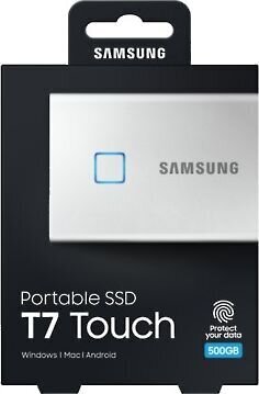 SAMSUNG T7 Touch 500GB USB 3.2 Write speed 1000 MBytes/sec Read speed 1050 MBytes/sec MU-PC500S/WW цена и информация | Ārējie cietie diski | 220.lv