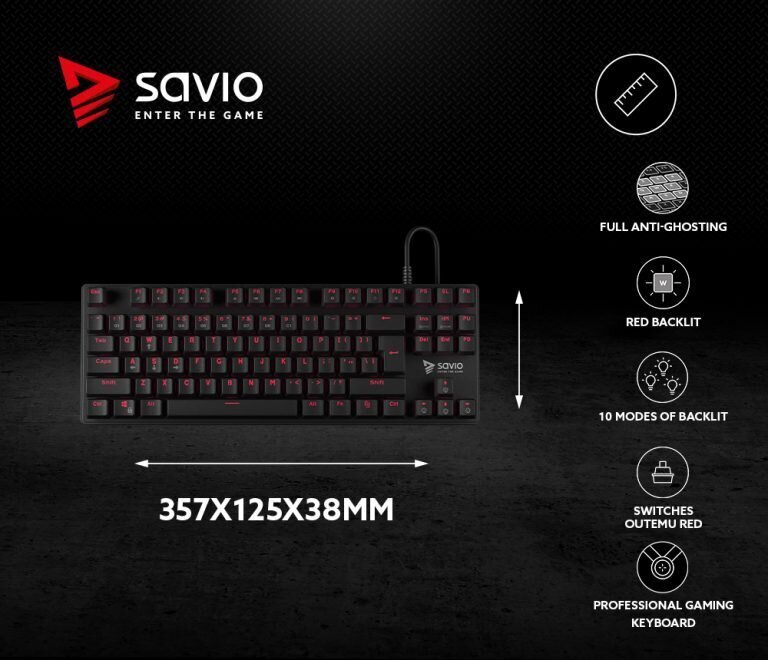 Savio Tempest RX Red cena un informācija | Klaviatūras | 220.lv