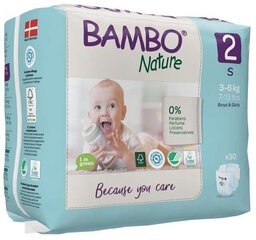 Ekoloģiskās autiņbiksītes Bambo Nature, 2.izm., 3-6 kg, 30gab./iepak. цена и информация | Подгузники | 220.lv