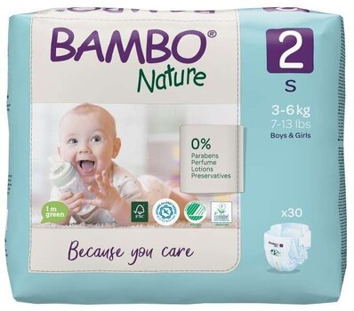 Экологичные подгузники BAMBO NATURE 2 (3-6 кг), 30 шт. цена и информация | Подгузники | 220.lv