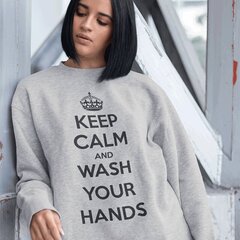 Džemperis "Keep Calm Wash Your Hands", pelēks cena un informācija | Oriģināli džemperi | 220.lv