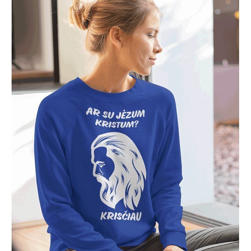 Džemperis “Vai kopā ar Jēzu Kristu?”, zils цена и информация | Oriģināli džemperi | 220.lv