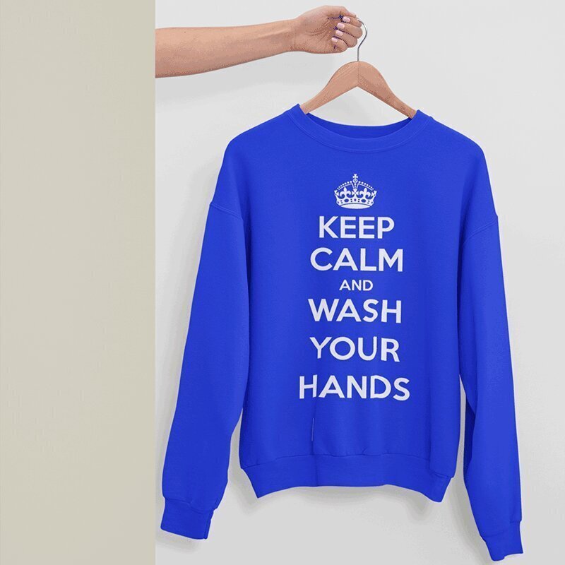 Džemperis "Keep Calm Wash Your Hands", zils cena un informācija | Oriģināli džemperi | 220.lv