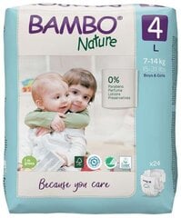 Ekoloģiskās autiņbiksītes BAMBO NATURE 4 (7-14 kg), 24 gab. cena un informācija | Autiņbiksītes | 220.lv