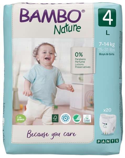 Ekoloģiskās autiņbiksītes BAMBO NATURE 4 (7-14 kg), 20 gab. cena un informācija | Autiņbiksītes | 220.lv