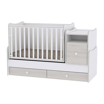 Augoša bērna gultiņa ar kumodi Lorelli Trend Plus New, 110x62, balta/gaiši brūnas krāsas cena un informācija | Zīdaiņu gultas | 220.lv