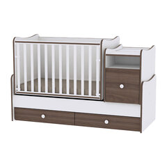 Augoša bērna gultiņa ar kumodi Lorelli Trend Plus New, 110x62, balta/tumši brūna cena un informācija | Zīdaiņu gultas | 220.lv
