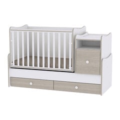 Растущая детская кроватка с комодом Lorelli Trend Plus New, 110x62, белая/светло-коричневая цена и информация | Детские кроватки | 220.lv