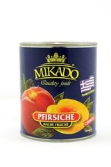 Persiku pusītes MIKADO, mizoti, 825g / 485 g cena un informācija | Konservēti produkti | 220.lv