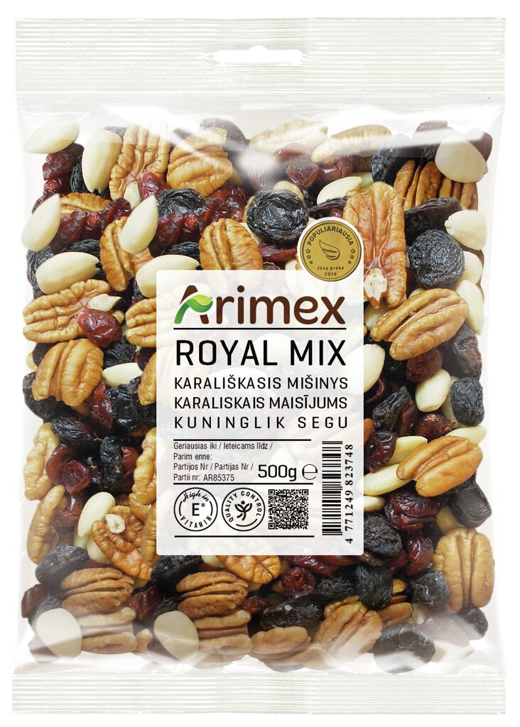 Karaliskais maisījums ARIMEX, 500 g cena un informācija | Rieksti, sēklas, žāvēti augļi | 220.lv