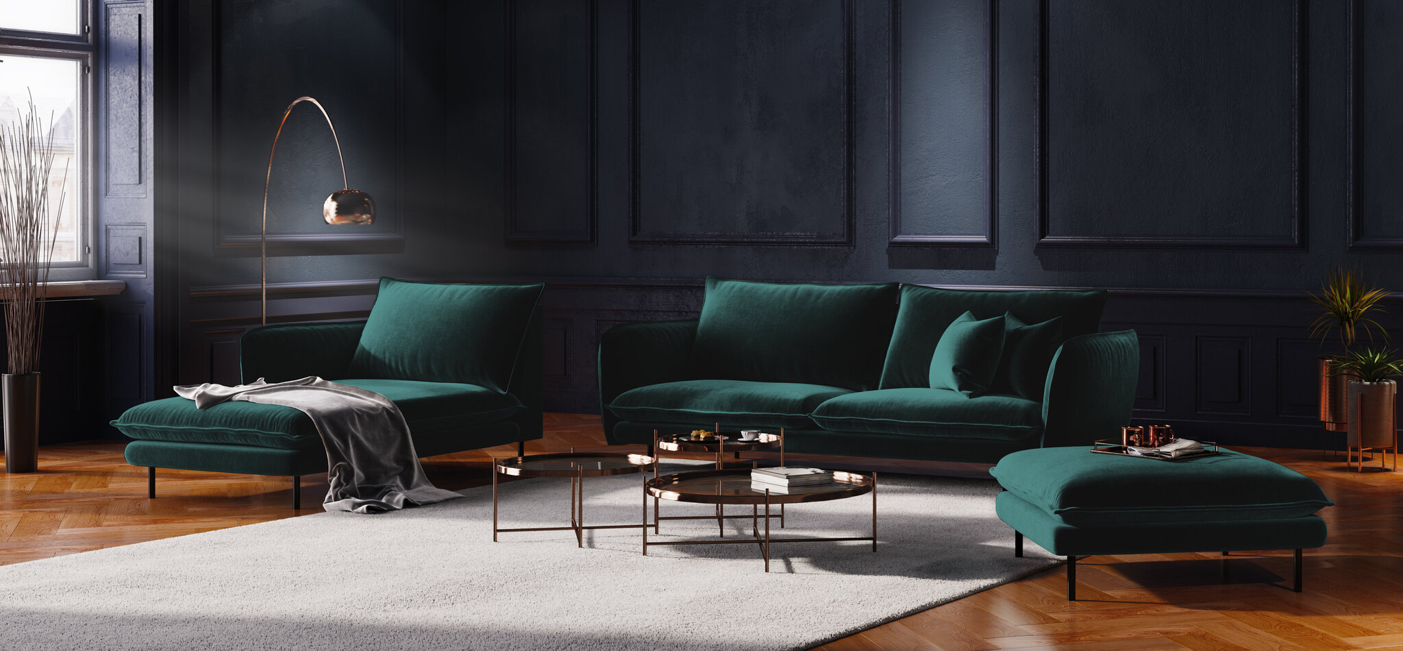 Dīvāns Cosmopolitan Design Vienna 2S, tumši zaļš velūrs cena un informācija | Dīvāni | 220.lv