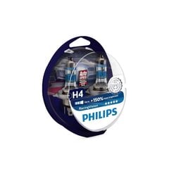 Philips H4 12V/60/55W +150% Racing Vision spuldzīšu komplekts 12342RVS2 cena un informācija | Auto spuldzes | 220.lv