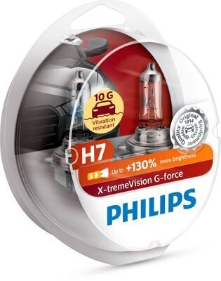 Philips H7 12V/55W +130% X-treme Vision G-Force spuldzes (2gab) cena un informācija | Auto spuldzes | 220.lv