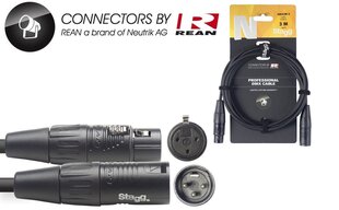 DMX kabelis Stagg REAN XLR/f - XLR/m 3m cena un informācija | Kabeļi un vadi | 220.lv