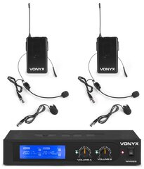 2-канальный комплект беспроводных микрофонов с 2 Bodypacks Vonyx WM522B VHF цена и информация | Микрофоны | 220.lv