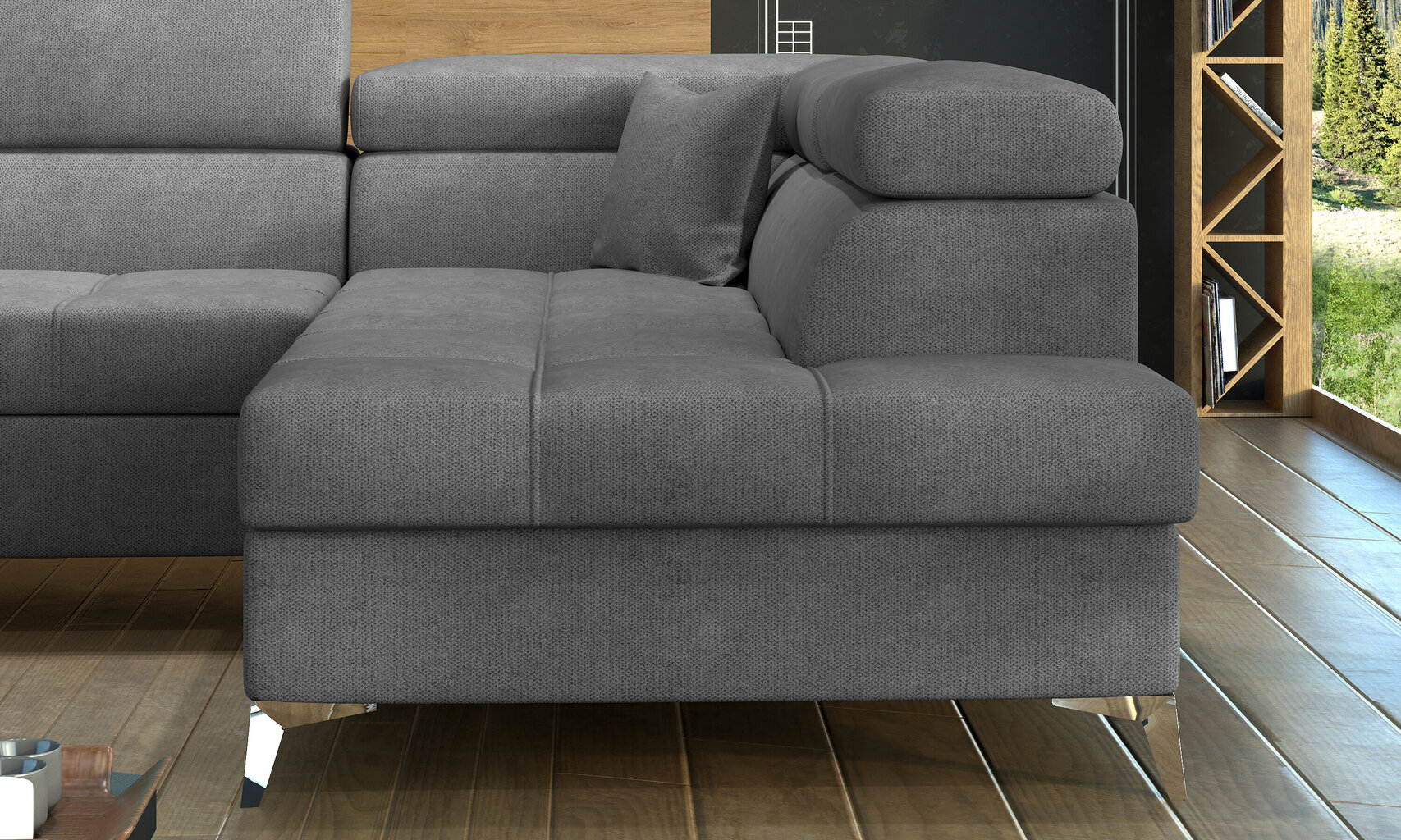 Stūra dīvāns NORE Thiago, tumši pelēks цена и информация | Stūra dīvāni | 220.lv