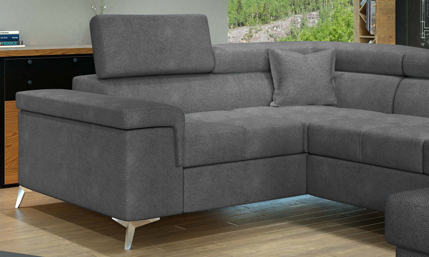 Stūra dīvāns NORE Thiago, zaļš/pelēks цена и информация | Stūra dīvāni | 220.lv