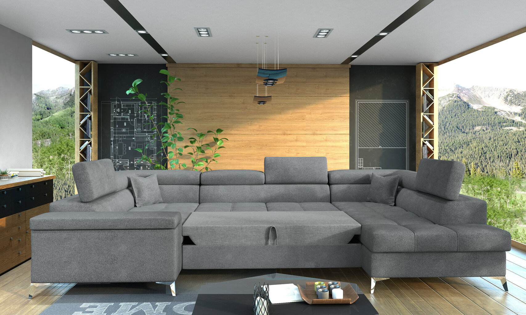 Stūra dīvāns NORE Thiago, zaļš/pelēks cena un informācija | Stūra dīvāni | 220.lv