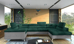 Stūra dīvāns NORE Thiago, zaļš/pelēks