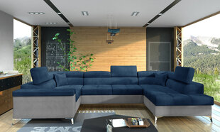 Stūra dīvāns NORE Thiago, zils/pelēks цена и информация | Угловые диваны | 220.lv