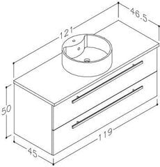 Apakšējais vannas istabas skapītis RB Bathroom Serena ar izlietni 120 cm, balts/brūns цена и информация | Шкафчики для ванной | 220.lv