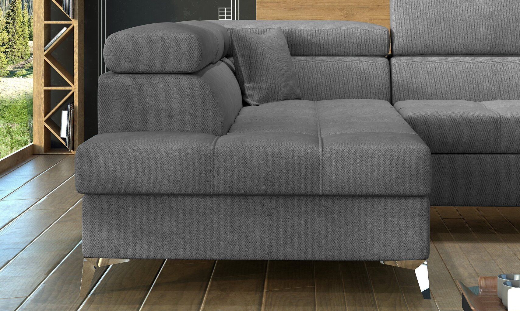 Stūra dīvāns NORE Thiago, pelēks/balts cena un informācija | Stūra dīvāni | 220.lv